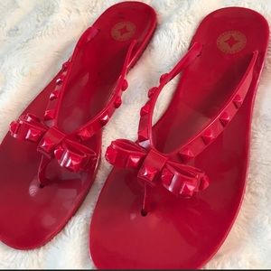 BCBGeneration Studded Brenah Jelly Sandals Red